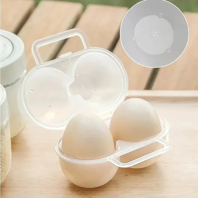 1 unidad, caja portátil para huevos de 2 compartimentos para exteriores, bandeja de plástico para huevos, caja para almacenar huevos en el frigorífico, absorbente de golpes y anti-caída