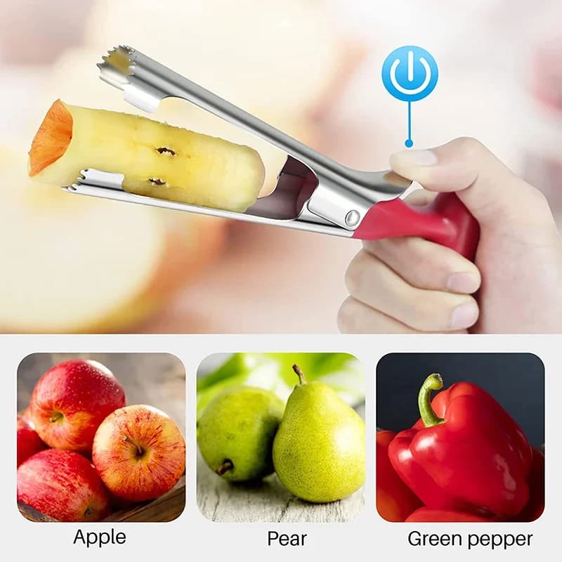Descorazonador de manzanas premium de acero inoxidable, herramienta para quitar el corazón de manzanas y peras, cortador de frutas, saca semillas, cuchillo rebanador, utensilios de cocina para verduras