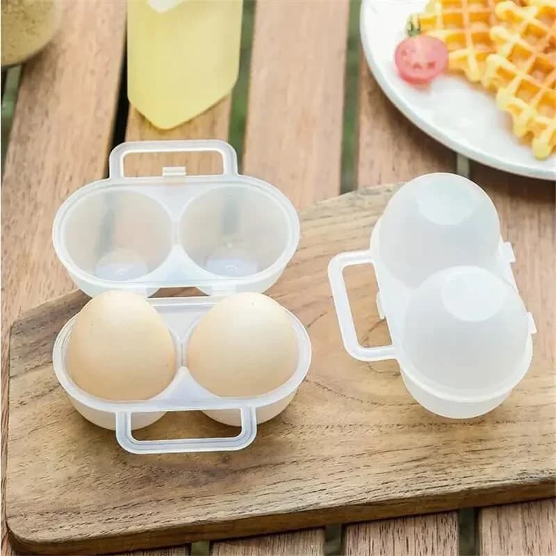 1 unidad, caja portátil para huevos de 2 compartimentos para exteriores, bandeja de plástico para huevos, caja para almacenar huevos en el frigorífico, absorbente de golpes y anti-caída