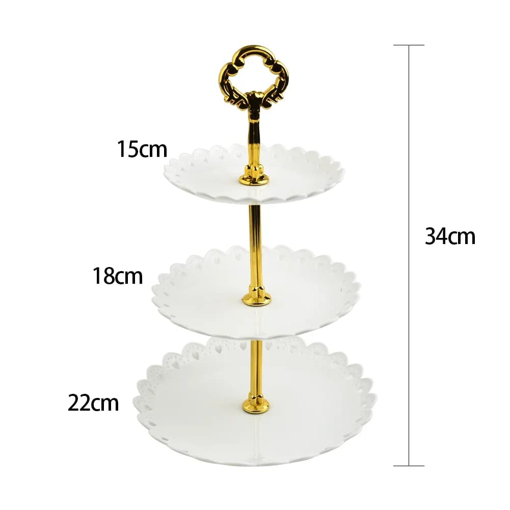 Soporte para tartas de 3 niveles, bandeja para frutas, bandeja de exhibición para fiesta de cumpleaños, postres y boda