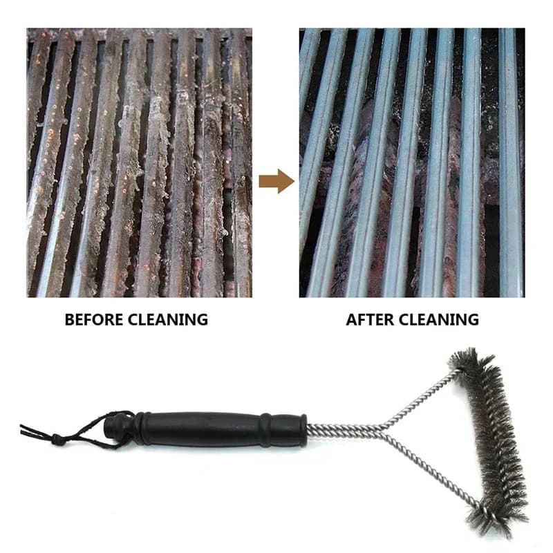 Cepillo para barbacoa, herramienta de limpieza, acero inoxidable, cepillo limpiador antiadherente, accesorios para barbacoa, cepillo de alambre de acero inoxidable