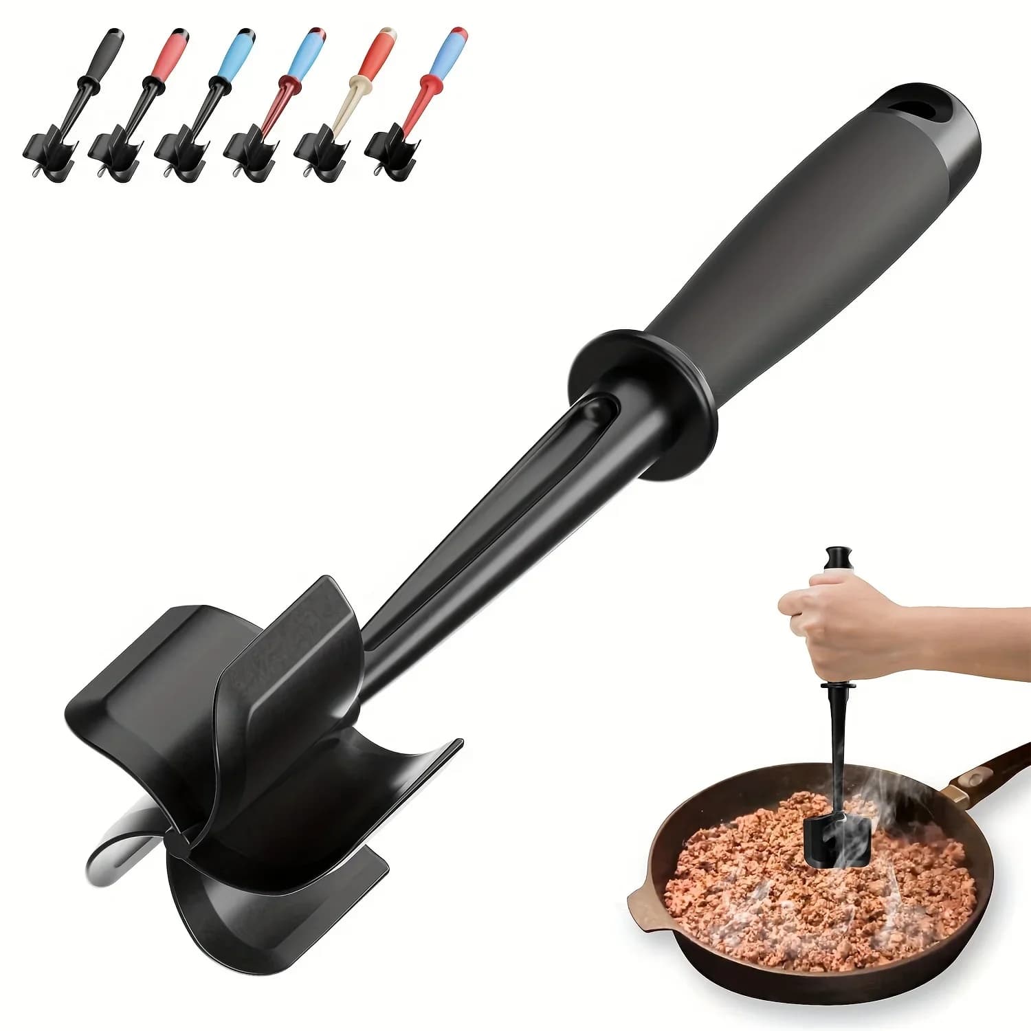 Picador y machacador de carne de 5 cuchillas | Antiadherente, apto para lavavajillas y resistente al calor