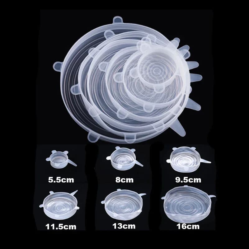6 piezas de tapas de silicona extensibles, cubiertas para cuencos de alimentos, cubiertas reutilizables para conservar alimentos, tapa retráctil multifuncional para mantener la frescura
