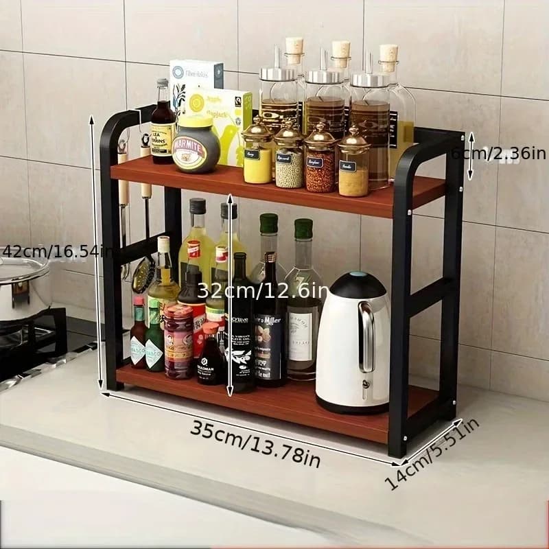 Estante de encimera metálico de 2 niveles, 1 pieza - organizador que ahorra espacio para café, tazas y condimentos, estante de cocina resistente al óxido