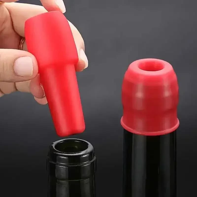 Tapón universal para botella de vino tinto con doble sellado de silicona suave y tapa, utensilios de bar y cocina para vino