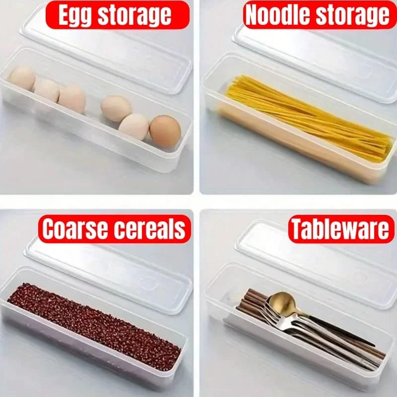 1/2/4Pcs Cajas de almacenamiento para refrigerador con tapa Caja de conservación fresca de plástico para cocina, cebollines, cilantro, huevos, fideos, recipiente sellado