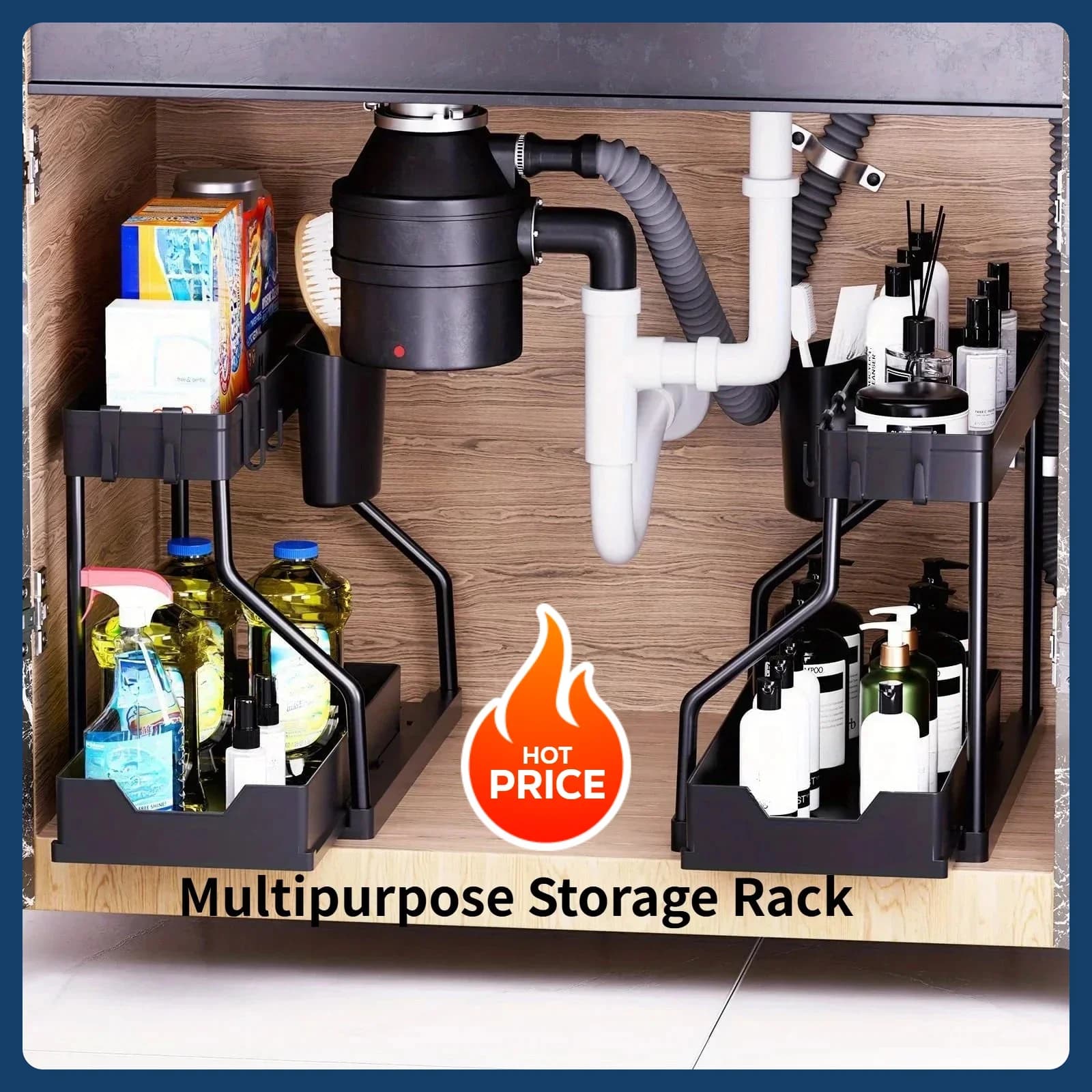 Estantería organizadora extraíble de varios niveles, estante versátil para botellas de condimentos de cocina, baño, debajo del fregadero, para ordenar el desorden