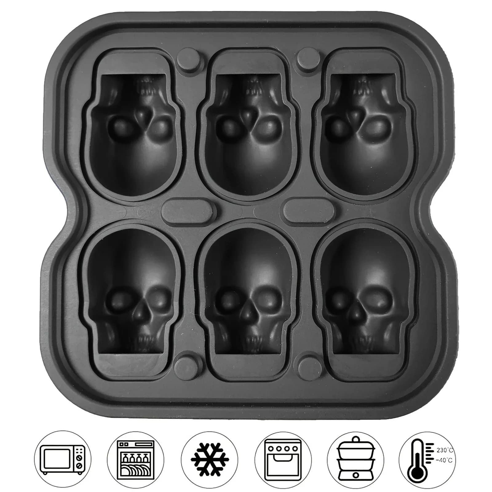 Molde de silicona para bola de hielo en forma de calavera 3D, bandejas flexibles para cubitos de hielo, libres de BPA, para congelador, moldeador de bolas de hielo para cócteles con calavera de terror