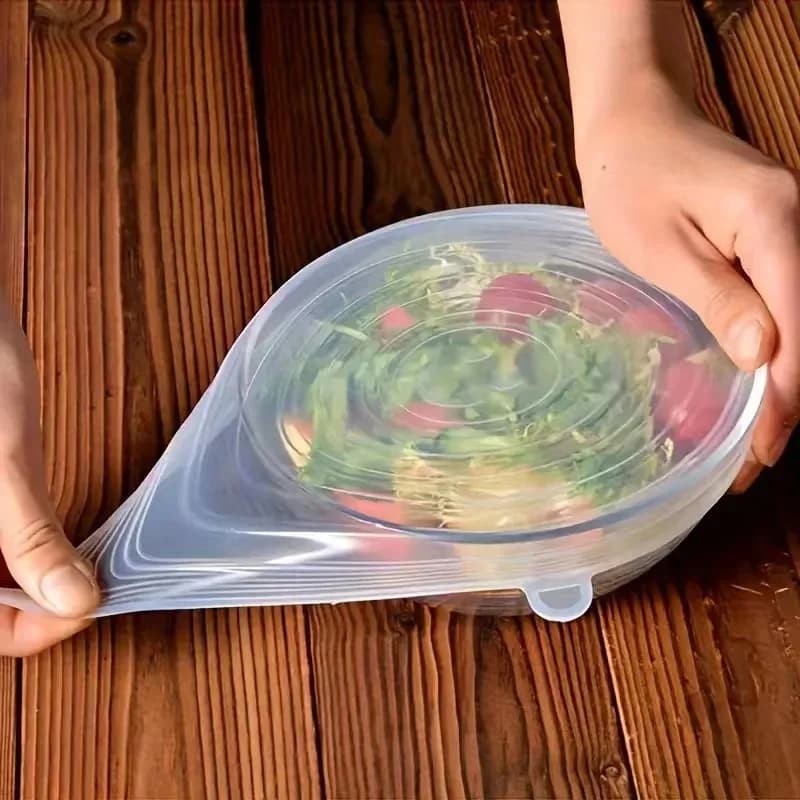 6 piezas de tapas de silicona extensibles, cubiertas para cuencos de alimentos, cubiertas reutilizables para conservar alimentos, tapa retráctil multifuncional para mantener la frescura