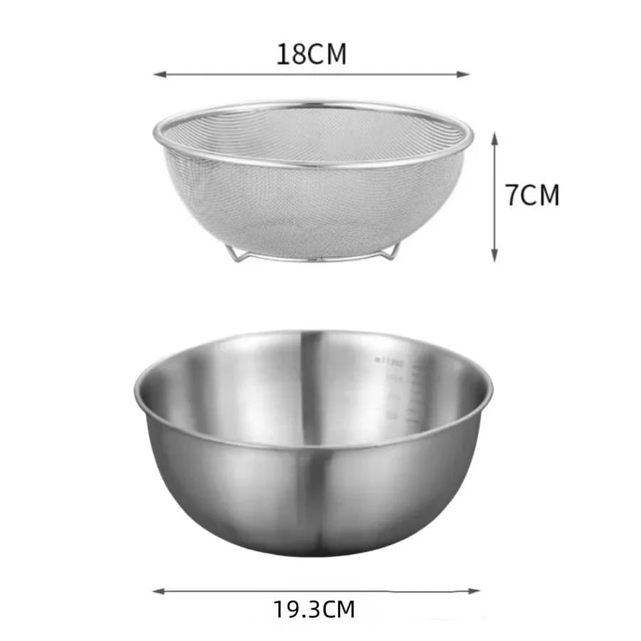 Juego de 1 a 3 cuencos de acero inoxidable con escala para cocinar, hornear y guardar alimentos; cuencos mezcladores de gran capacidad para el hogar y la cocina