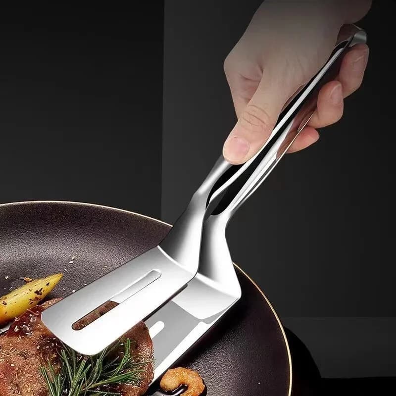 1/2/4Pcs Pinzas de acero inoxidable para bistec, espátula multifuncional, pinzas de cocina de doble cara para pescado, carne, pizza y herramientas de repostería