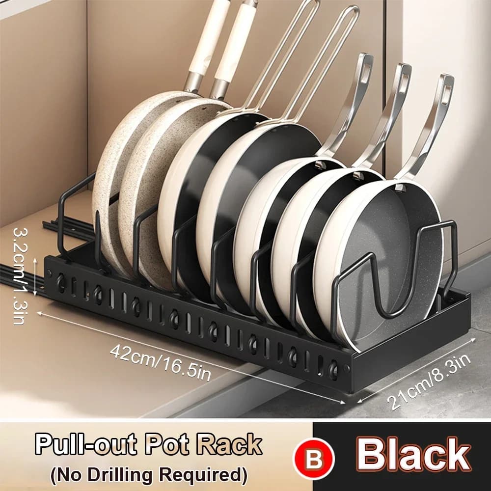 Organizador deslizante extraíble multifuncional de cocina, estante de almacenamiento para cajón, para tapas de ollas, especias, cuencos, platos y utensilios de cocina