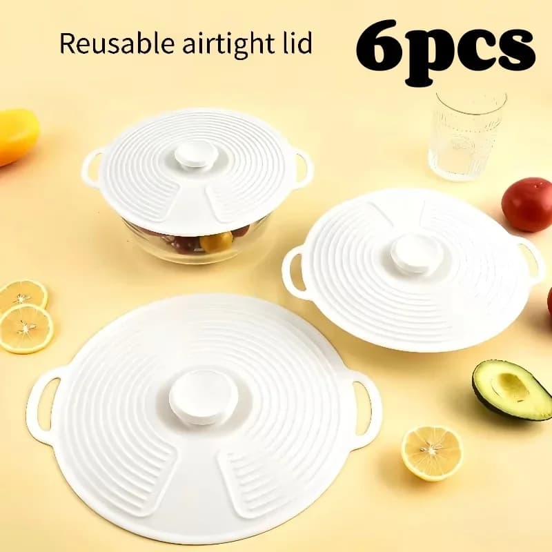 Juego de 3/6 tapas de silicona con doble asa, tapa para olla resistente al calor, cubierta antisalpicaduras para microondas, reutilizable para cuencos, platos y sartenes