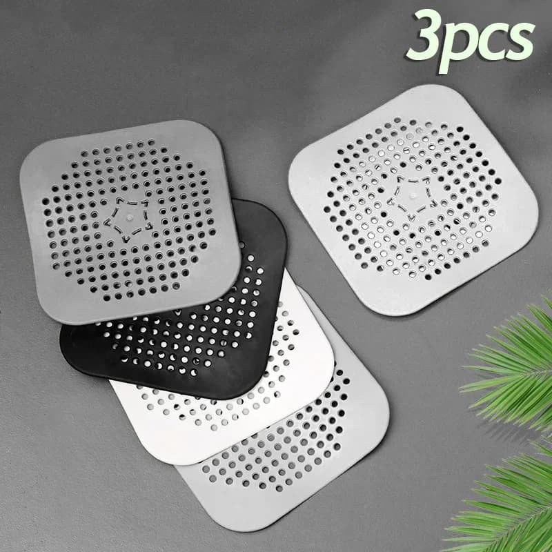 3PCS Filtro atrapa pelos para desagüe, colador antiobstrucción para lavabo, bañera, ducha y suelo, tapón de silicona, accesorio para cocina y baño