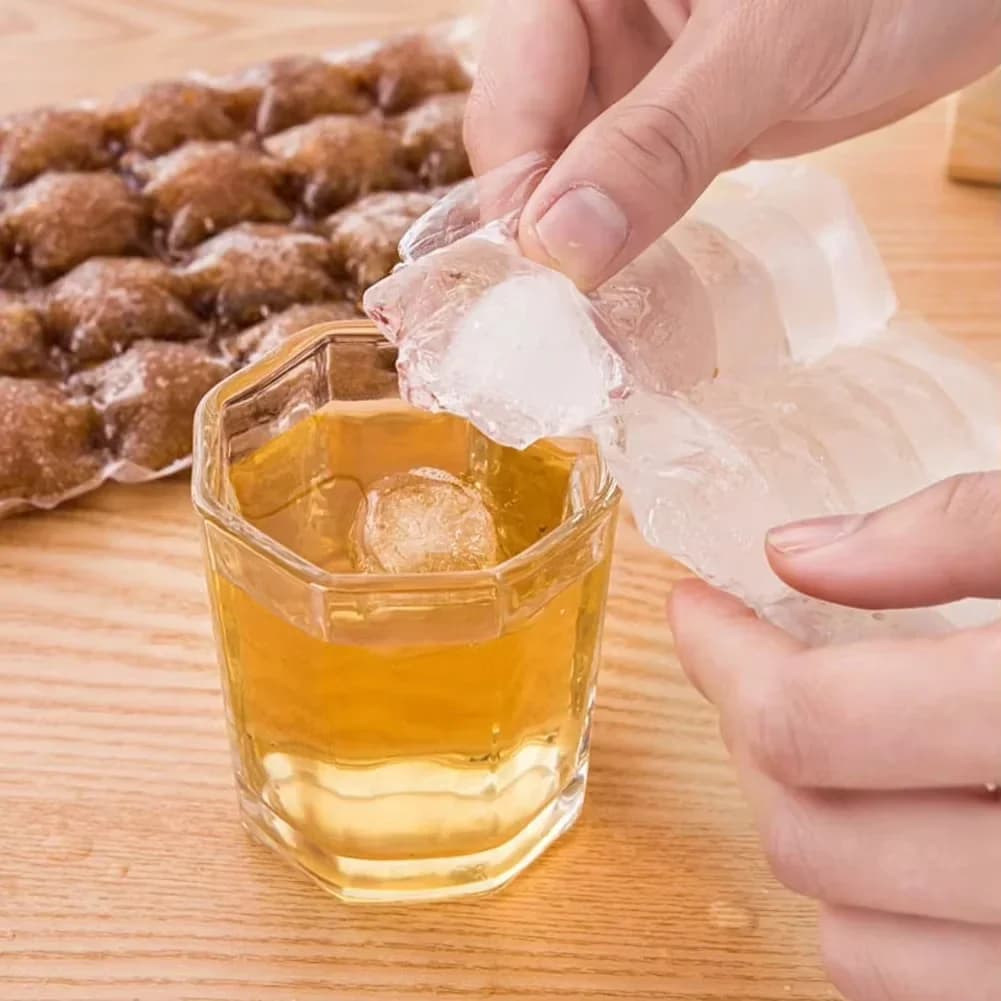 Paquete de 10 a 100 piezas de bolsa de hielo desechable, molde de cubitos de hielo en rejilla para barra, bolsa de bandeja de hielo con cierre automático, bolsa/caja de cubitos de hielo comestibles congelados