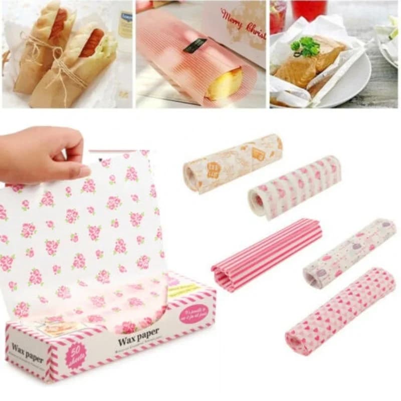 Papel encerado antigrasa para alimentos, 50 uds., para pan, sándwiches y hamburguesas