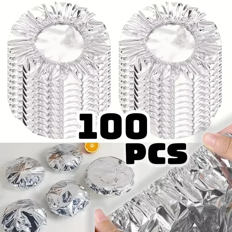 10/100pcs Tapa de papel de aluminio resistente al calor, aislamiento para cuencos y platos, mantiene la comida caliente y fresca, film transparente de grado alimentario