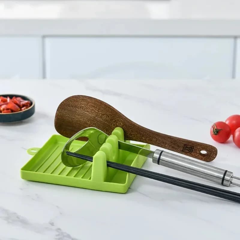 [Más vendidos] 1 pieza soporte para espátula, soporte para tapa de olla, estante para encimera, soporte para cuchara, bandeja para cuchara de sopa, porta palillos