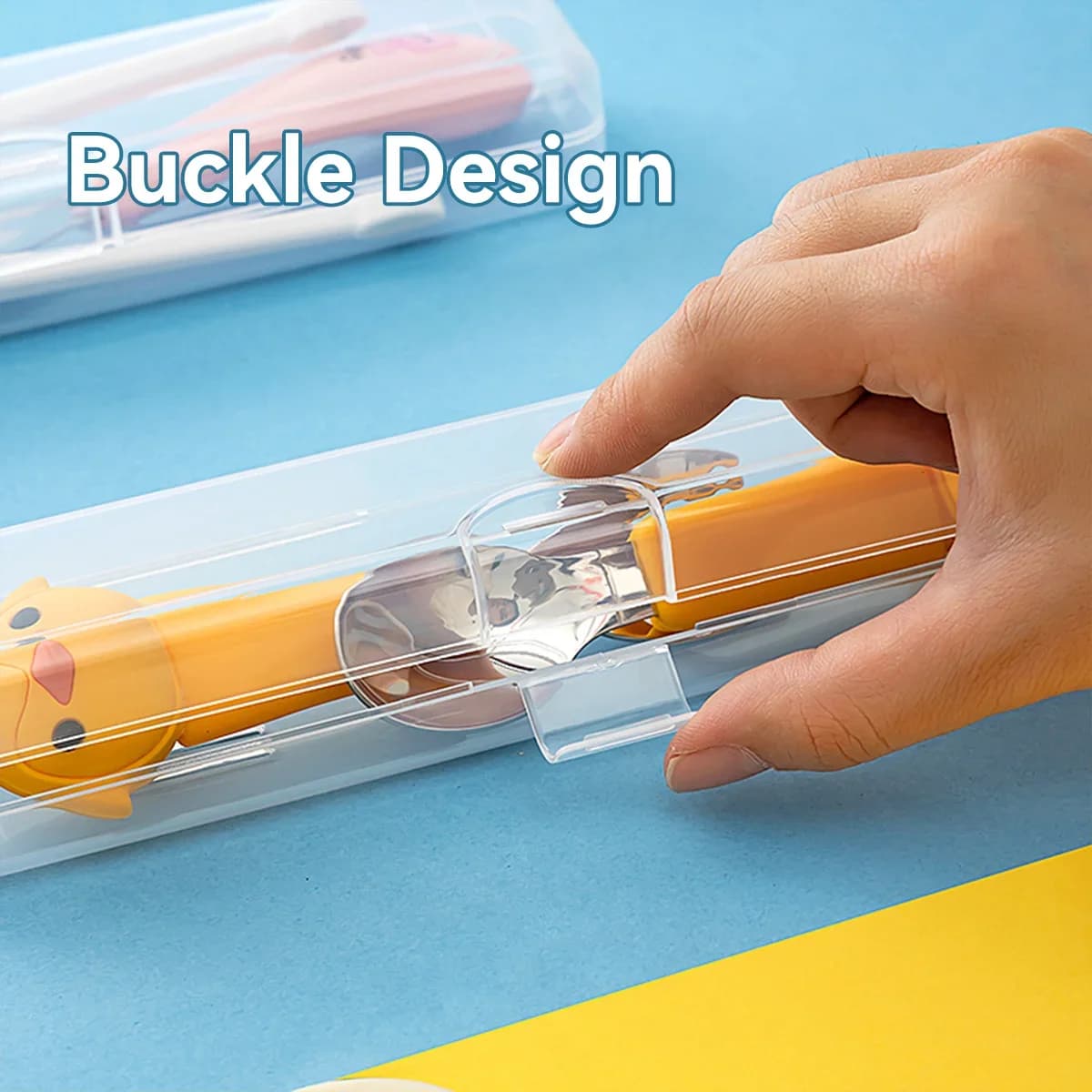 Caja portátil transparente para cubiertos Caja de almacenamiento para cubiertos de viaje con tapa abatible a prueba de polvo para palillos, tenedores y cucharas