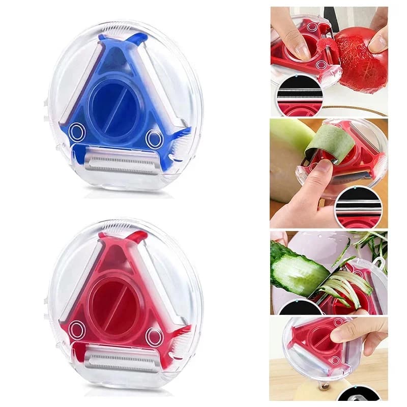 Juego de 3 en 1 pelador mágico Trio 1/3PCS, rebanador, triturador, pelador, cortador juliana, herramienta de cocina con hoja multiusos, rallador y pelador
