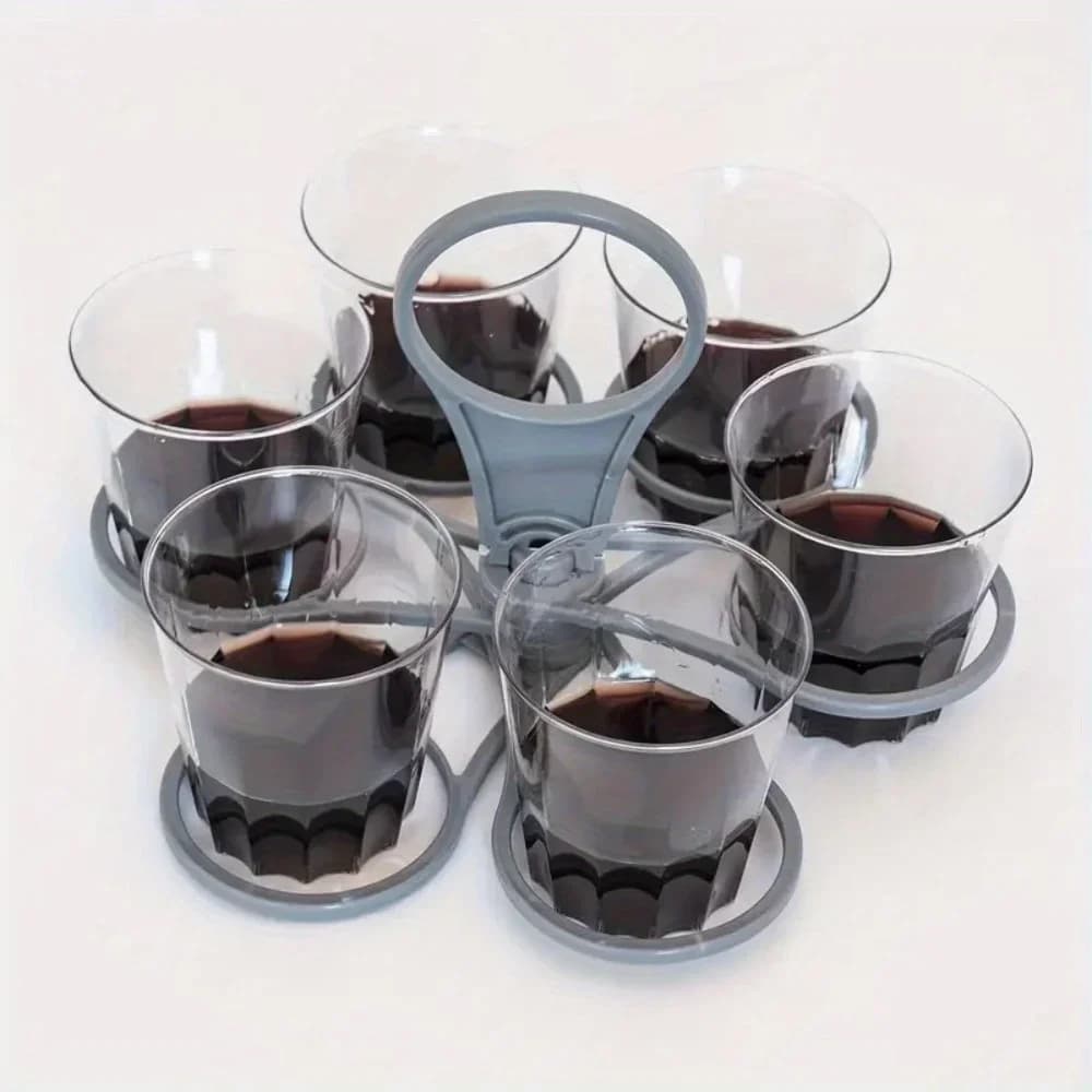 1/2 piezas Portavasos portátil de 6 ranuras, bandeja plegable para bebidas con asa, de bolsillo para picnics y fiestas al aire libre, portavasos reutilizable
