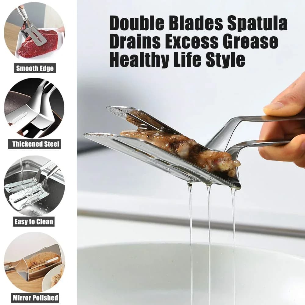 1/2/4Pcs Pinzas de acero inoxidable para bistec, espátula multifuncional, pinzas de cocina de doble cara para pescado, carne, pizza y herramientas de repostería