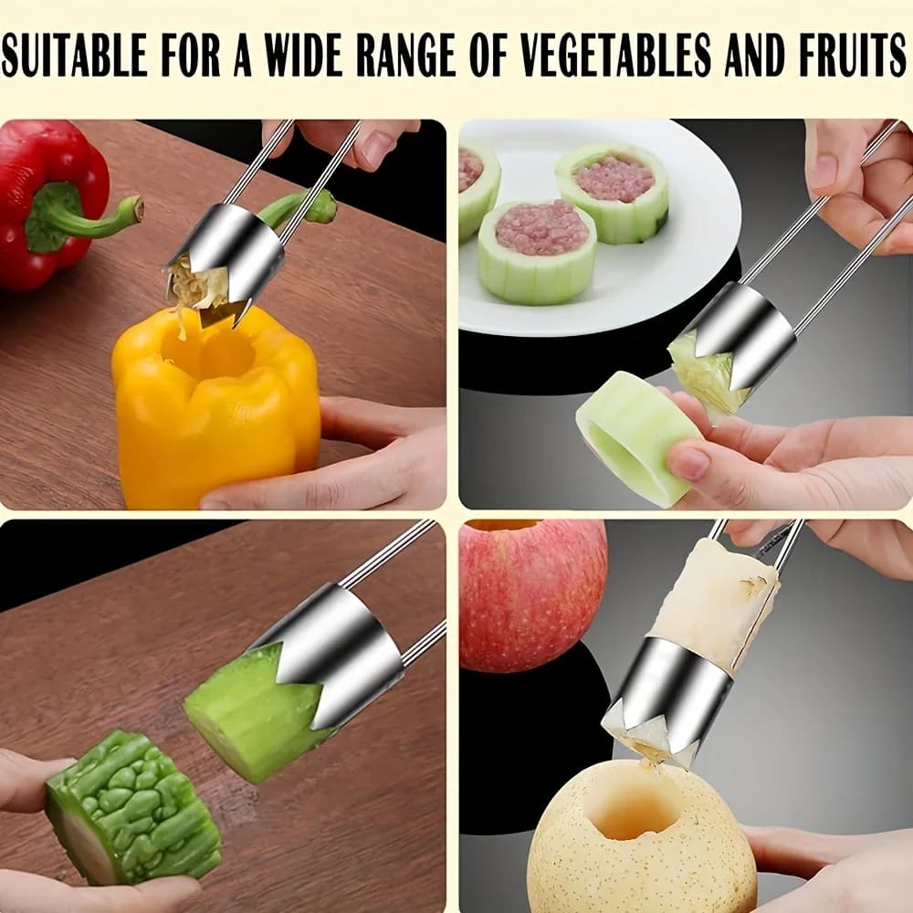 Herramienta descorazonadora de acero inoxidable de 1/2/3 piezas - para frutas y verduras como manzanas, pimientos, tomates | extracción fácil del corazón | duradera