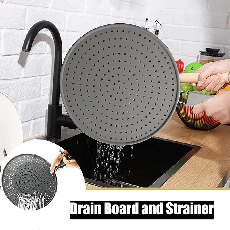 Pantalla antisalpicaduras de silicona con asa, resistente al calor, protector contra salpicaduras de aceite, tapa para escurrir, cubierta para sartén
