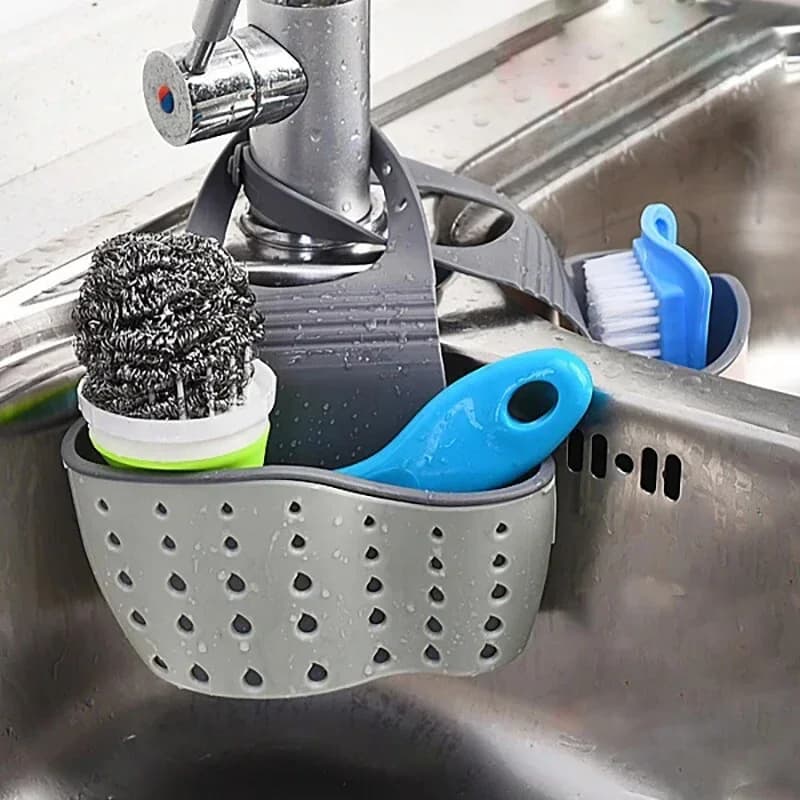 Organizador de drenaje para almacenamiento en casa, soporte ajustable para fregadero de cocina, cesta colgante para jabón y esponja, accesorios de cocina