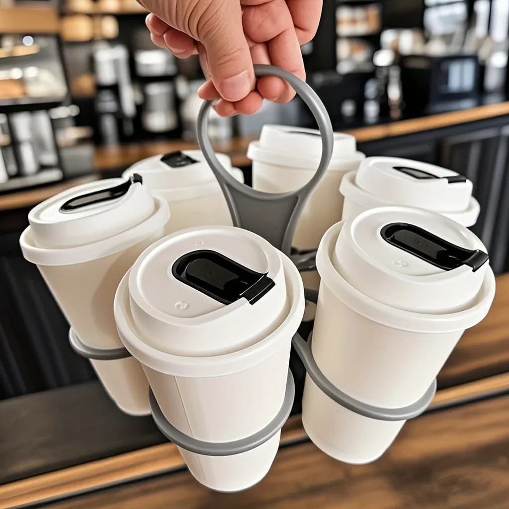 1/2 piezas Portavasos portátil de 6 ranuras, bandeja plegable para bebidas con asa, de bolsillo para picnics y fiestas al aire libre, portavasos reutilizable