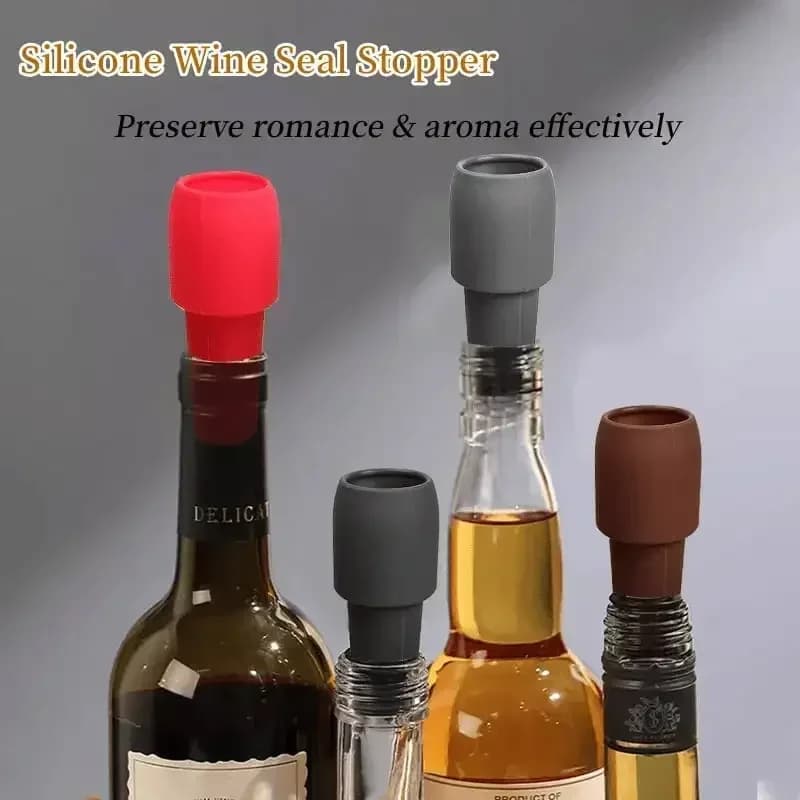 Tapón universal para botella de vino tinto con doble sellado de silicona suave y tapa, utensilios de bar y cocina para vino