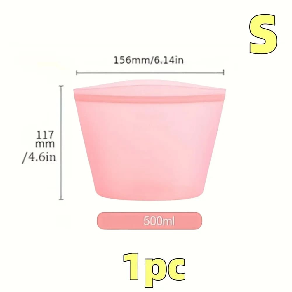 1/3pcs bolsas reutilizables de silicona para alimentos, bolsas de almacenamiento herméticas tipo ziplock para nevera y congelador, para conservar la frescura y organizar la cocina