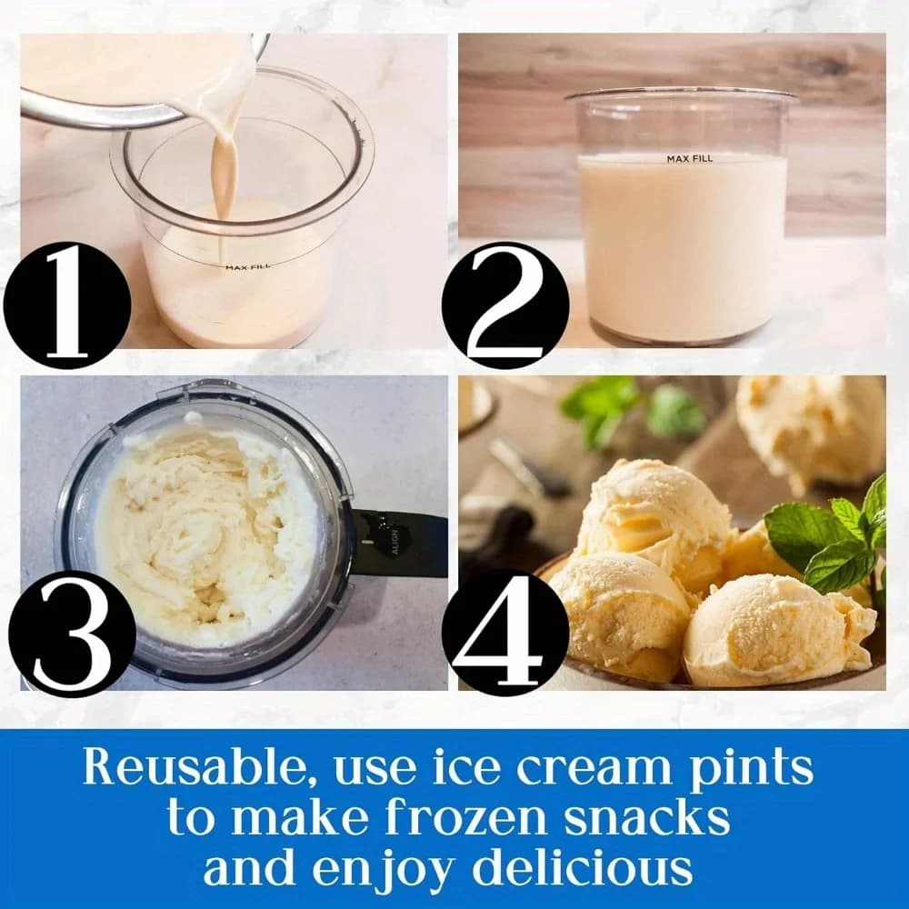 Pints y tapas Creami para Ninja - paquete de 4 envases, vasos, frascos y recipientes cremosos para helado, juego compatible con recipiente para batidos