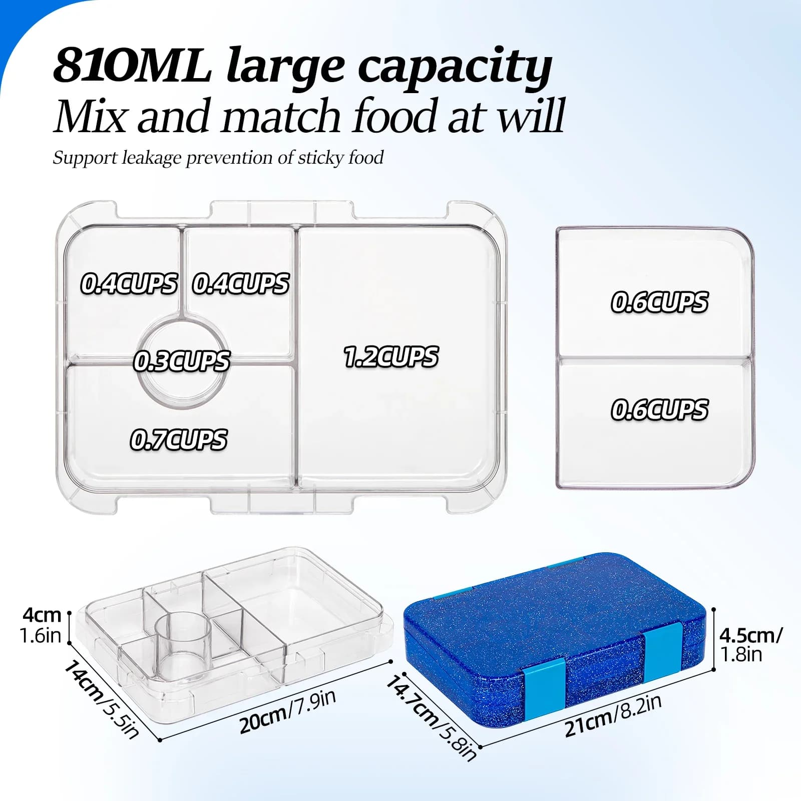 Caja bento portátil sellada para estudiantes, apta para microondas, para escuela y oficina, con tenedores y cucharas