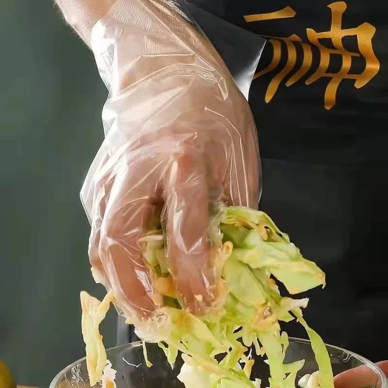 Guantes transparentes desechables, guantes de plástico transparentes, sin látex, seguros para preparación de alimentos, para cocinar, limpiar, barbacoa y uso en la cocina