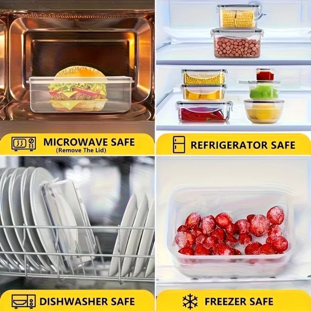 Recipientes herméticos para alimentos de 8 piezas, libres de BPA, con tapas de cierre - almacenamiento de plástico PP apto para microondas/congelador para alimentos secos/frutas/verduras