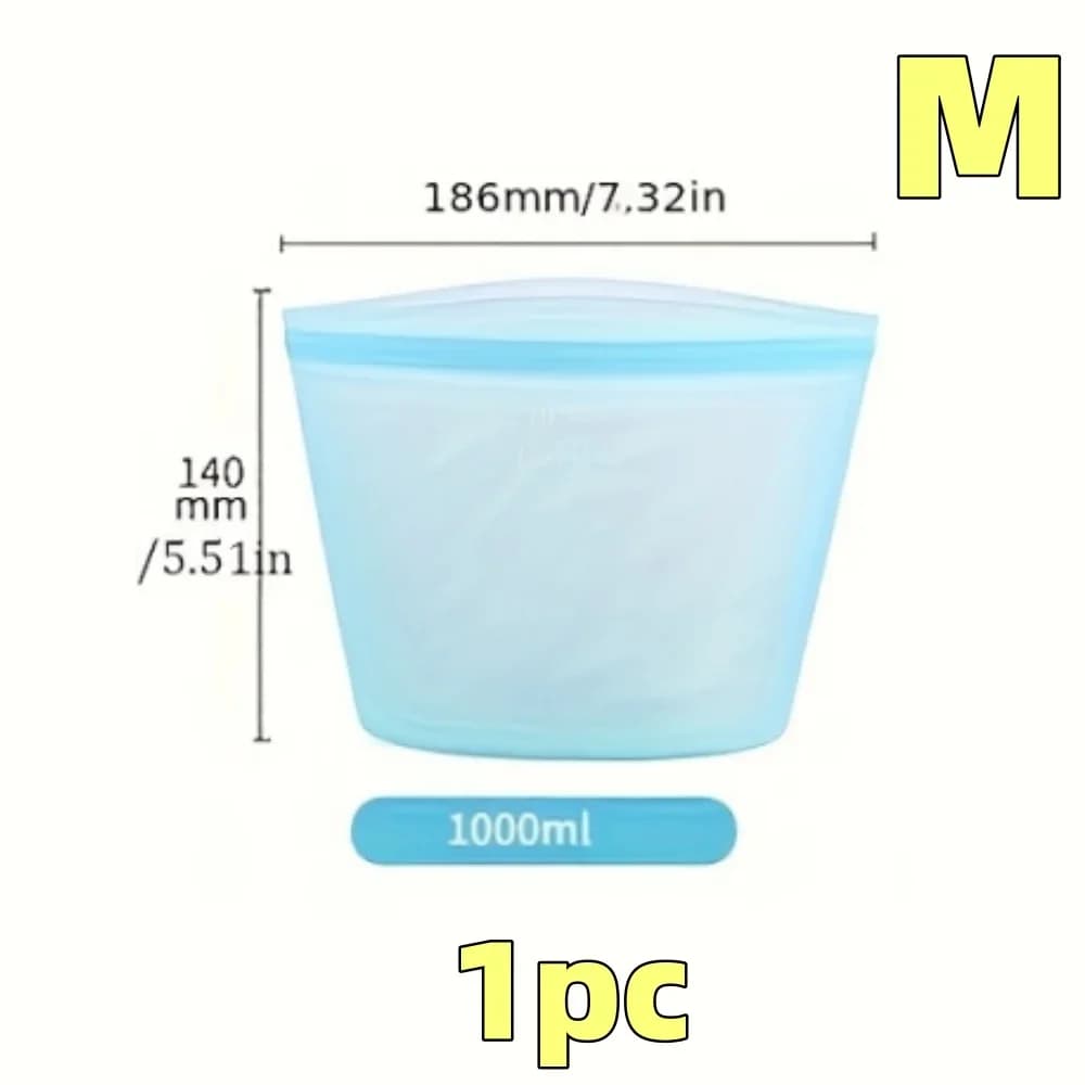 1/3pcs bolsas reutilizables de silicona para alimentos, bolsas de almacenamiento herméticas tipo ziplock para nevera y congelador, para conservar la frescura y organizar la cocina