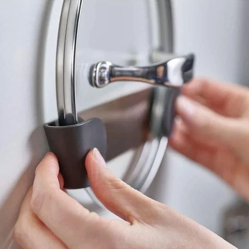 1/2/4 piezas soporte para ollas de pared, sin perforación, autoadhesivo, organizador de tapas de ollas y soporte de almacenamiento para cocina del hogar