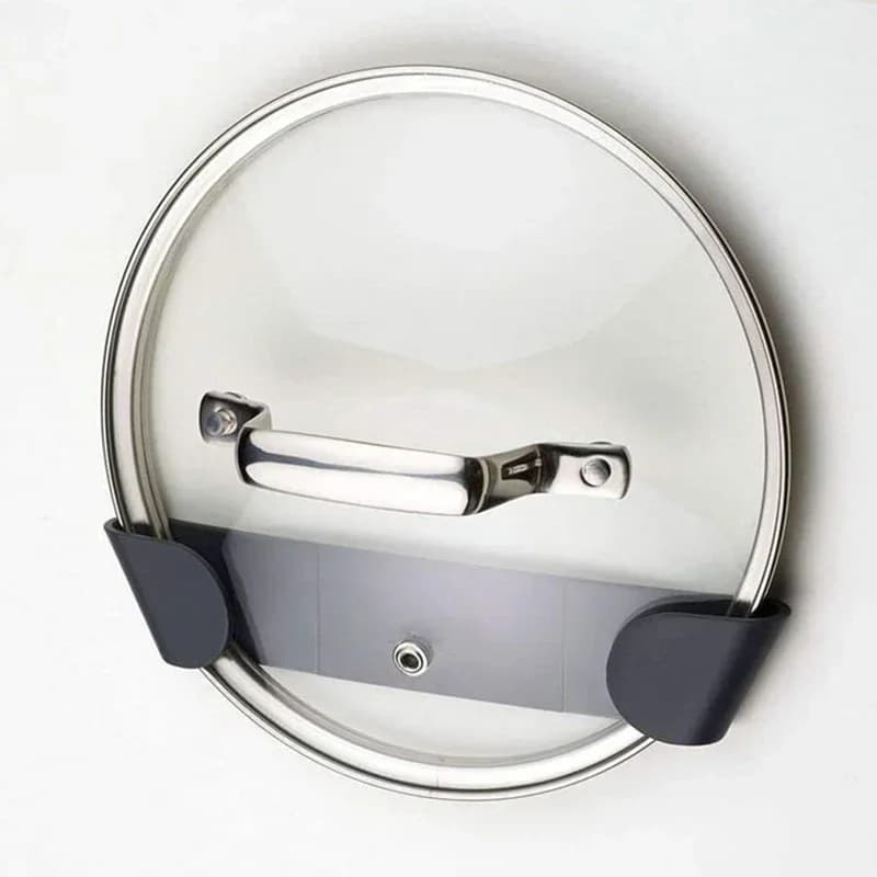 1/2/4 piezas soporte para ollas de pared, sin perforación, autoadhesivo, organizador de tapas de ollas y soporte de almacenamiento para cocina del hogar